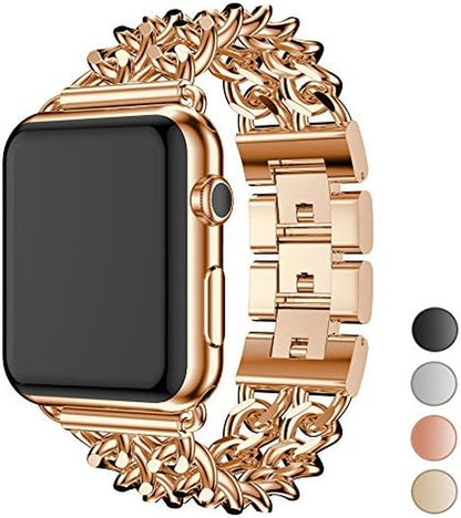 Compatible Apple Watch Band for Woman Man 41Mm 38Mm 40Mm, Stainless Steel Cowboy Style for Iwatch Series 11/10/9/8/7/6/5/4/3/2 Se Ultra Bracelet (Rose Gold)