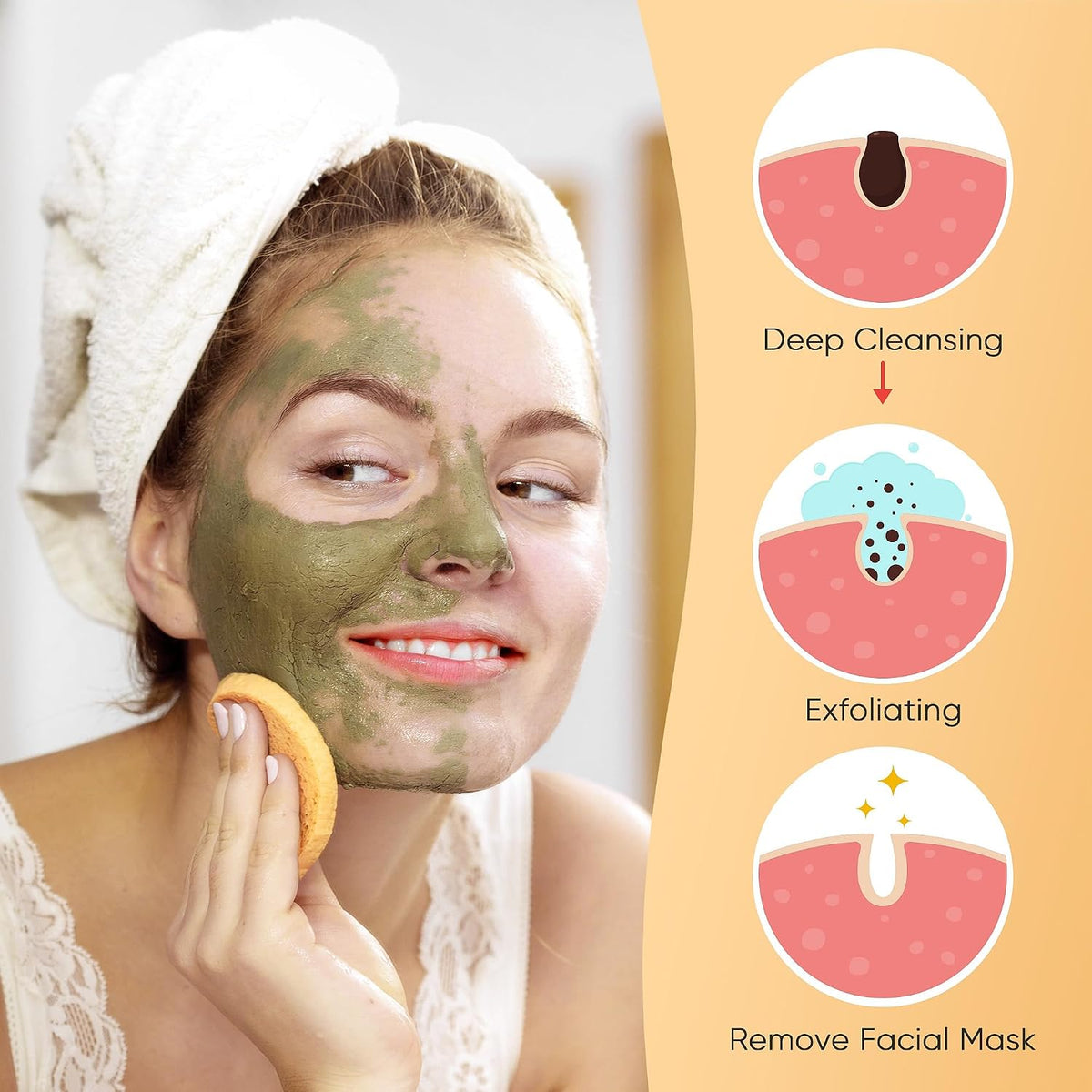 50-Count Compressed Face Sponges, 100% Natural Wooden Cellulose Cosmetic Spa Sponge for Facial Cleansing, Exfoliating Mask, Makeup Removal