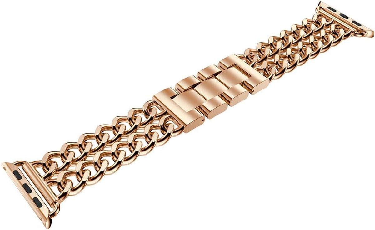 Compatible Apple Watch Band for Woman Man 41Mm 38Mm 40Mm, Stainless Steel Cowboy Style for Iwatch Series 11/10/9/8/7/6/5/4/3/2 Se Ultra Bracelet (Rose Gold)