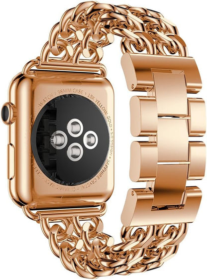 Compatible Apple Watch Band for Woman Man 41Mm 38Mm 40Mm, Stainless Steel Cowboy Style for Iwatch Series 11/10/9/8/7/6/5/4/3/2 Se Ultra Bracelet (Rose Gold)