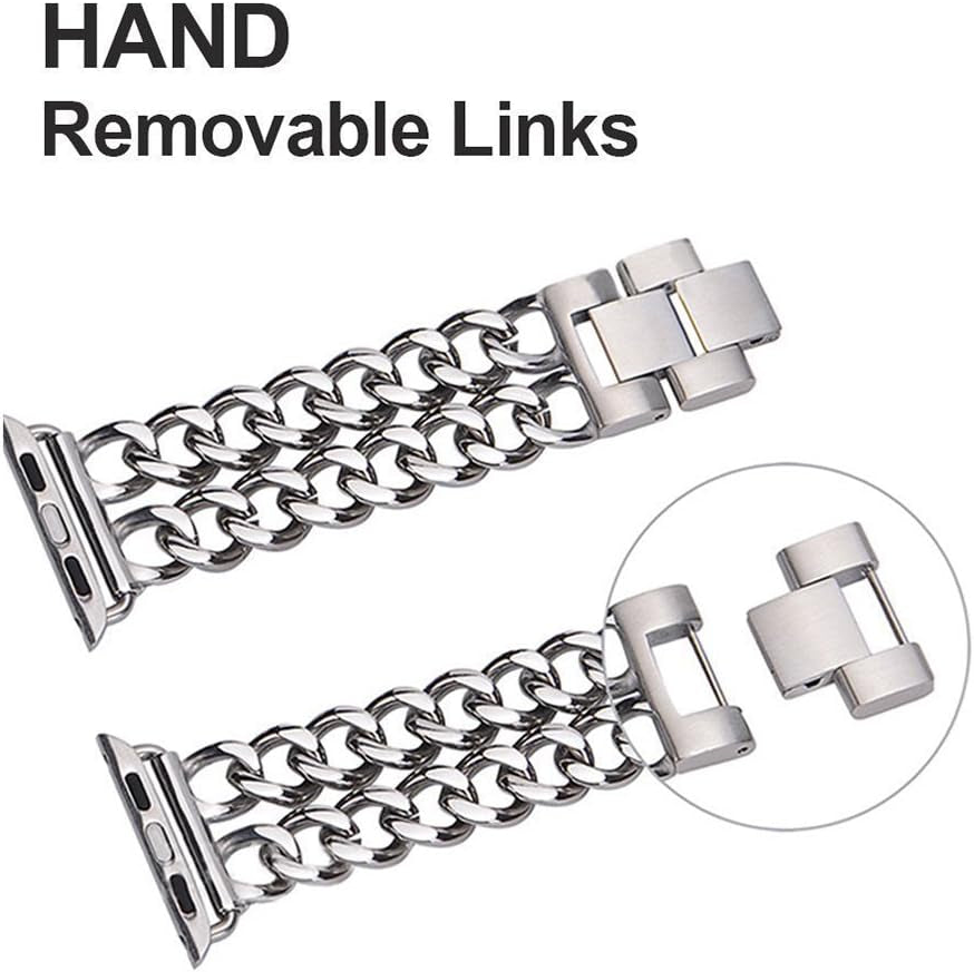 Compatible Apple Watch Band for Woman Man 41Mm 38Mm 40Mm, Stainless Steel Cowboy Style for Iwatch Series 11/10/9/8/7/6/5/4/3/2 Se Ultra Bracelet (Rose Gold)